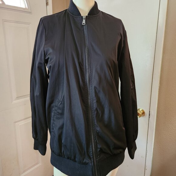 Bernardo Jackets & Blazers - Bernardo Jacket Womens Small Black Bomber Military Full Zip Boho Coat Pockets